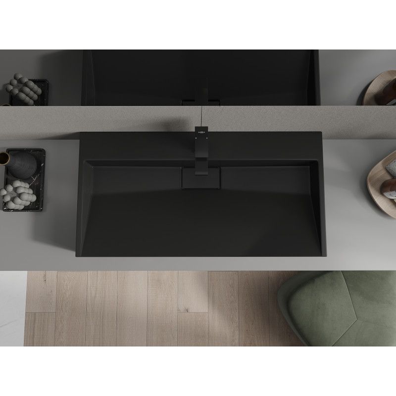 Bordmonteret vask i konglomerat 1/O Mexen Ava 90 x 46 cm mat-sort 1 stk.