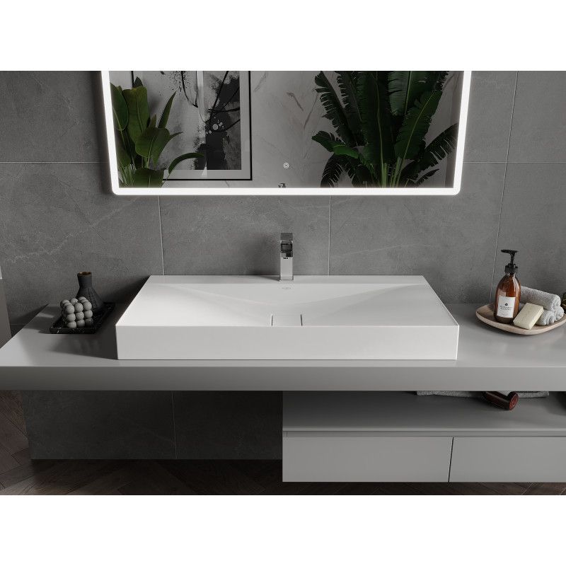Bordmonteret vask i konglomerat 1/O Mexen Poli 100 x 48 cm hvid 1 stk.