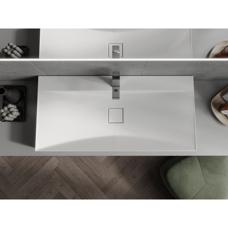 Bordmonteret vask i konglomerat 1/O Mexen Poli 100 x 48 cm hvid 1 stk.