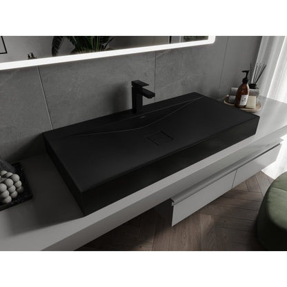 Bordmonteret vask i konglomerat 1/O Mexen Poli 100 x 48 cm mat-sort 1 stk.