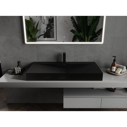 Bordmonteret vask i konglomerat 1/O Mexen Poli 100 x 48 cm mat-sort 1 stk.