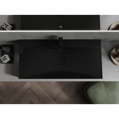 Bordmonteret vask i konglomerat 1/O Mexen Poli 100 x 48 cm mat-sort 1 stk.