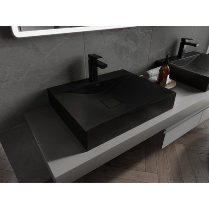 Bordmonteret vask i konglomerat 1/O Mexen Poli 60 x 48 cm mat‑sort 1 stk.