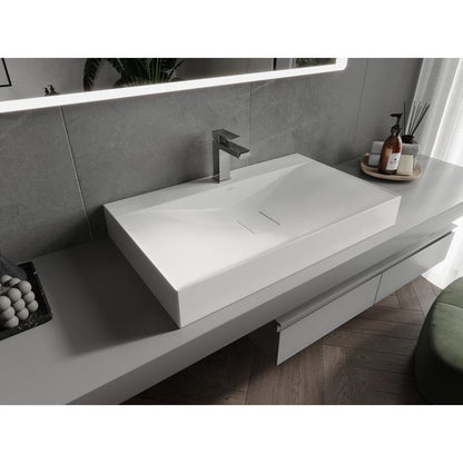 Bordmonteret vask i konglomerat 1/O Mexen Poli 80 x 48 cm hvid 1 stk.
