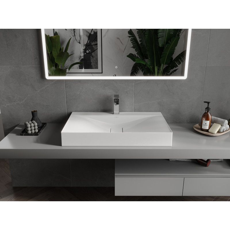 Bordmonteret vask i konglomerat 1/O Mexen Poli 80 x 48 cm hvid 1 stk.