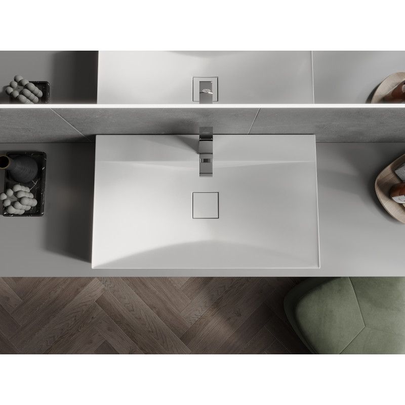 Bordmonteret vask i konglomerat 1/O Mexen Poli 80 x 48 cm hvid 1 stk.