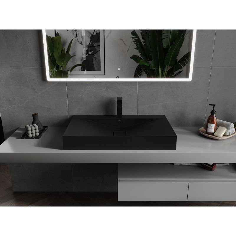 Bordmonteret vask i konglomerat 1/O Mexen Poli 80 x 48 cm sort 1 stk.