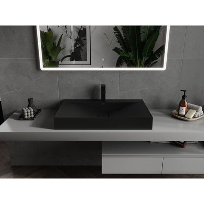 Bordmonteret vask i konglomerat 1/O Mexen Poli 80 x 48 cm sort 1 stk.