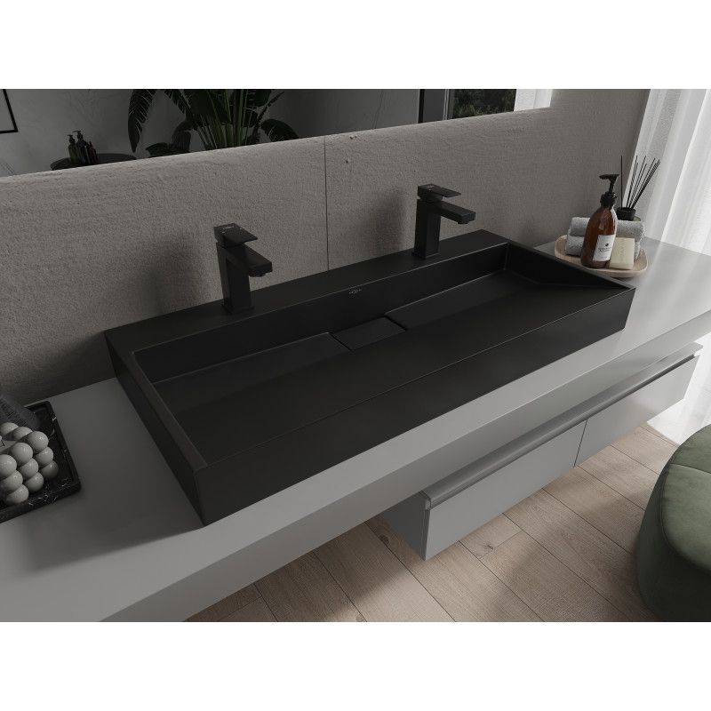 Bordmonteret vask i konglomerat 2/O Mexen Ava 100 x 46 cm sort 1 stk.