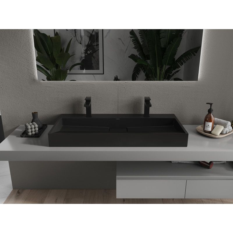 Bordmonteret vask i konglomerat 2/O Mexen Ava 100 x 46 cm sort 1 stk.