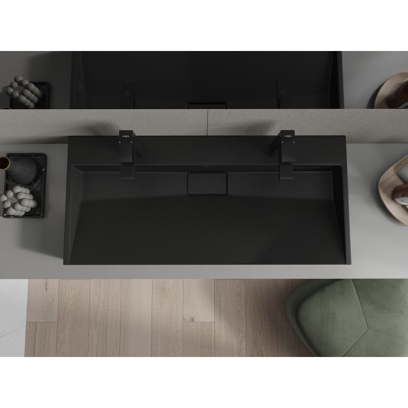Bordmonteret vask i konglomerat 2/O Mexen Ava 100 x 46 cm sort 1 stk.