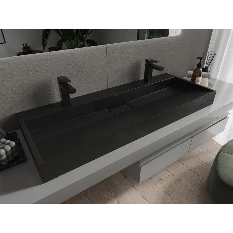 Bordmonteret vask i konglomerat 2/O Mexen Ava 120 x 46 cm sort 1 stk.