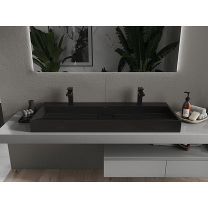 Bordmonteret vask i konglomerat 2/O Mexen Ava 120 x 46 cm sort 1 stk.