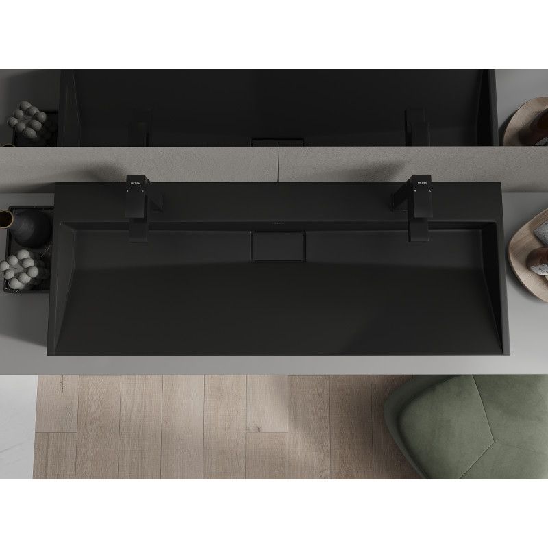 Bordmonteret vask i konglomerat 2/O Mexen Ava 120 x 46 cm sort 1 stk.