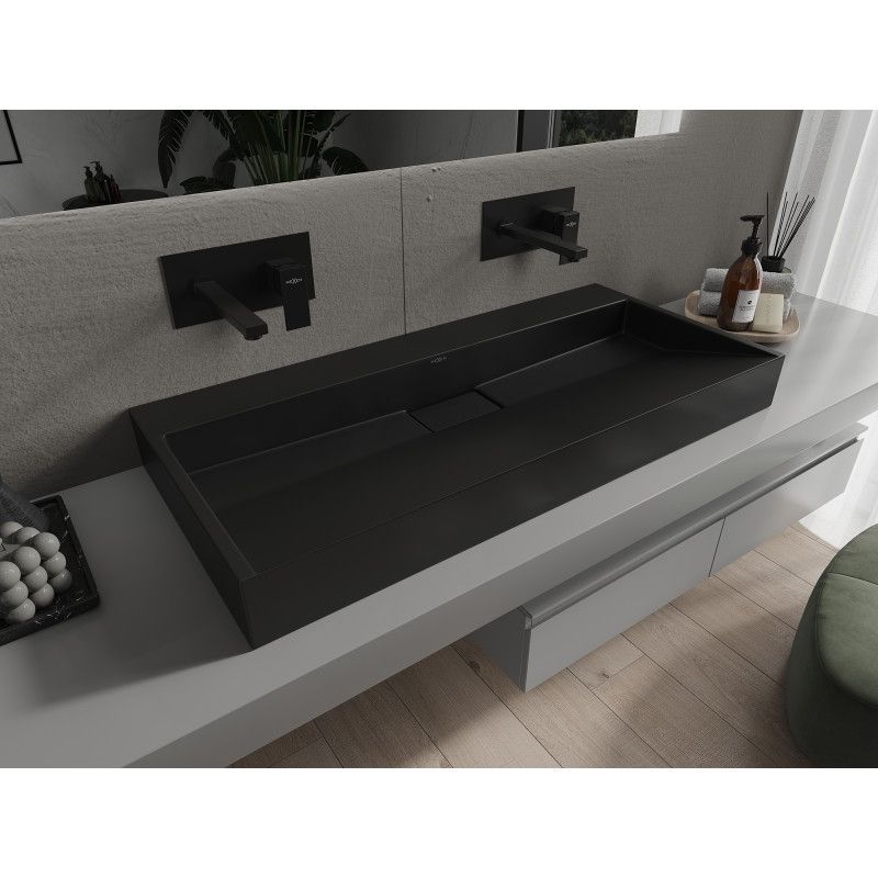 Bordmonteret vask i konglomerat B/O Mexen Ava 100 x 46 cm sort 1 stk.
