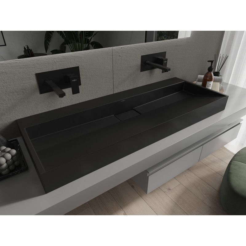 Bordmonteret vask i B/O-konglomerat Mexen Ava 120 x 46 cm sort 1 stk.