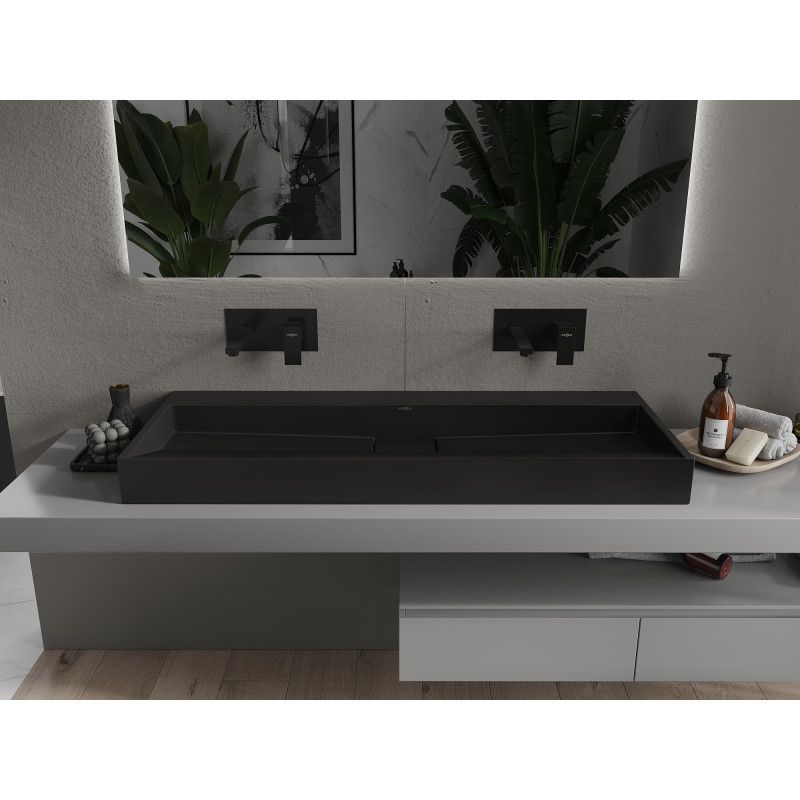 Bordmonteret vask i B/O-konglomerat Mexen Ava 120 x 46 cm sort 1 stk.