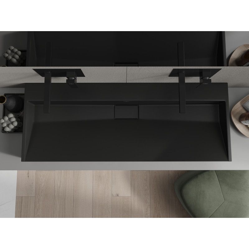 Bordmonteret vask i B/O-konglomerat Mexen Ava 120 x 46 cm sort 1 stk.