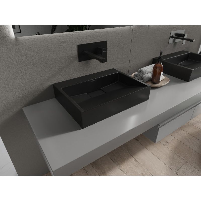 Bordmonteret vask i konglomerat B/O Mexen Ava 50 x 38 cm mat-sort 1 stk.