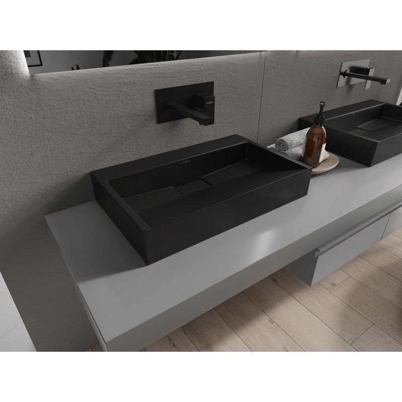 Bordmonteret vask i B/O-konglomerat Mexen Ava 60 x 38 cm sort 1 stk.