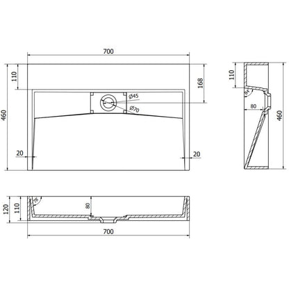 Bordmonteret vask i konglomerat B/O Mexen Ava 70 x 46 cm hvid 1 stk.