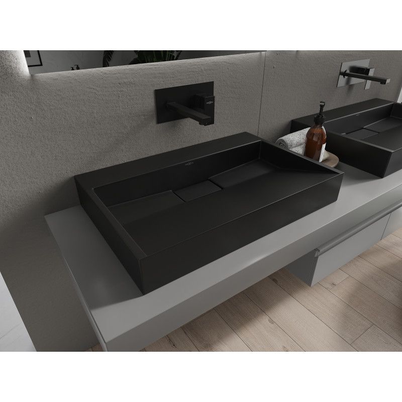 Bordmonteret vask i B/O konglomerat Mexen Ava 70 x 46 cm mat-sort 1 stk.