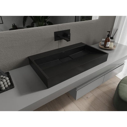Bordmonteret vask i B/O-konglomerat Mexen Ava 80 x 46 cm mat-sort 1 stk.