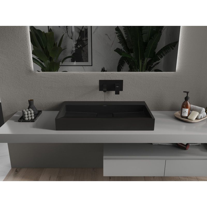 Bordmonteret vask i B/O-konglomerat Mexen Ava 80 x 46 cm mat-sort 1 stk.