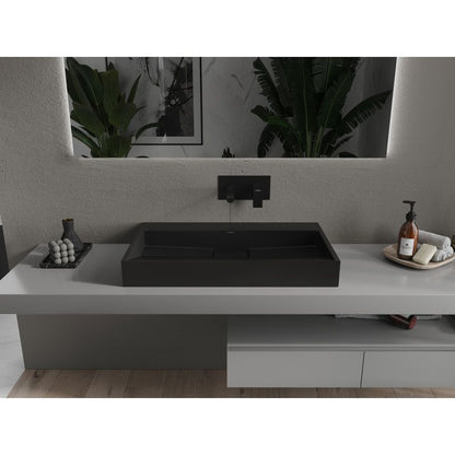 Bordmonteret vask i B/O-konglomerat Mexen Ava 80 x 46 cm mat-sort 1 stk.