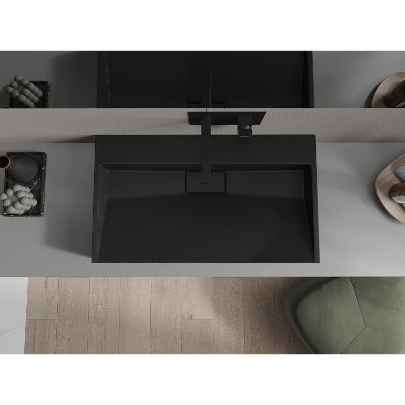 Bordmonteret vask i B/O-konglomerat Mexen Ava 80 x 46 cm mat-sort 1 stk.