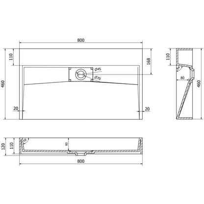 Bordmonteret vask i B/O-konglomerat Mexen Ava 80 x 46 cm mat-sort 1 stk.
