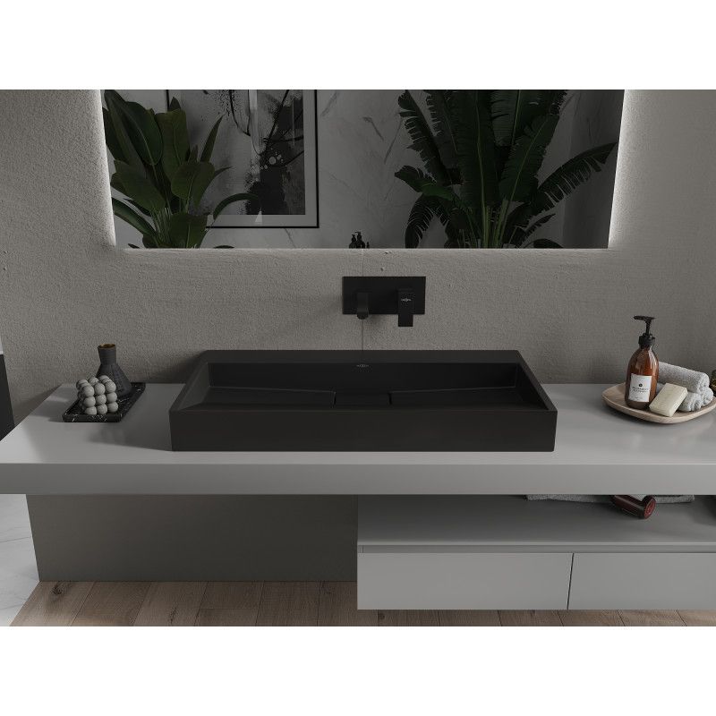 Bordmonteret vask i konglomerat B/O Mexen Ava 90 x 46 cm sort 1 stk.