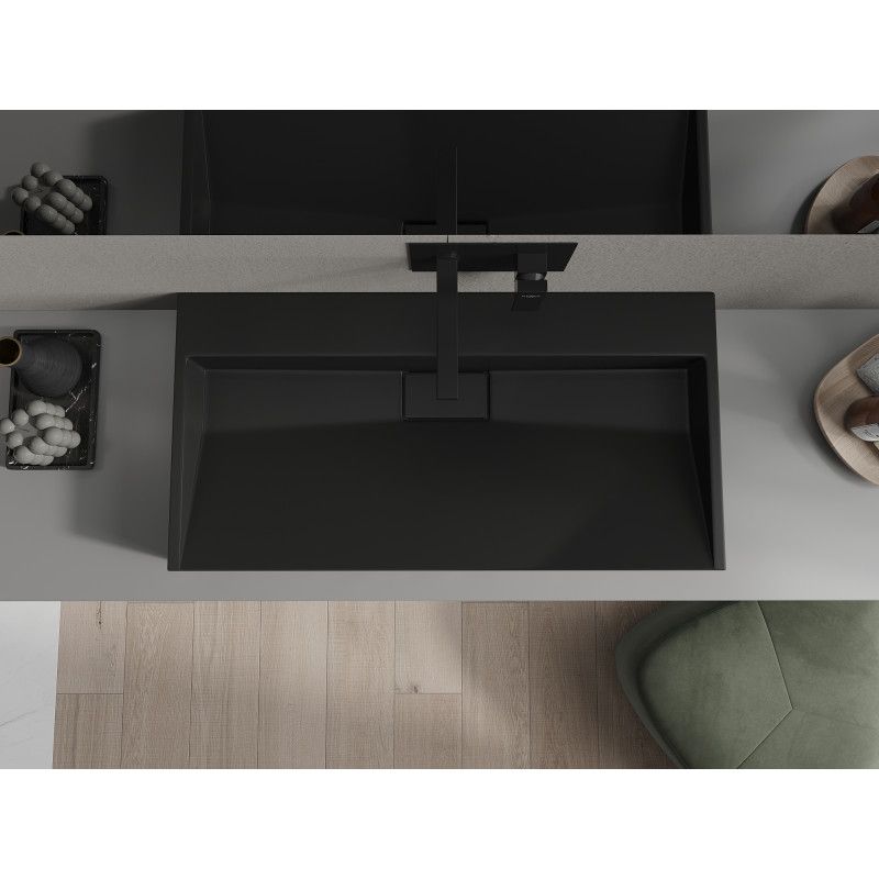 Bordmonteret vask i konglomerat B/O Mexen Ava 90 x 46 cm sort 1 stk.
