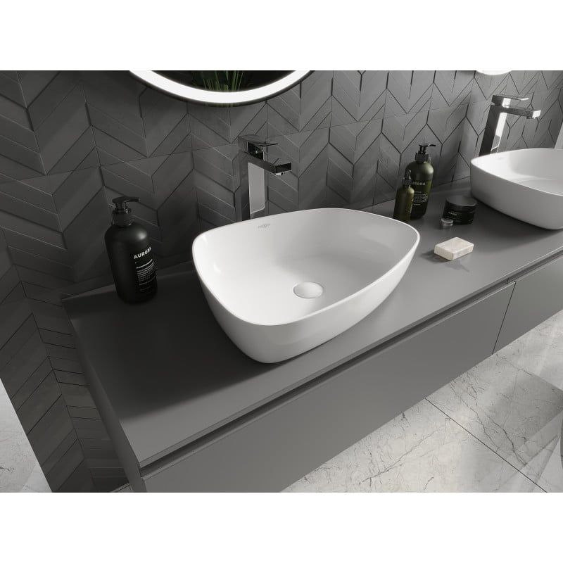Bordmonteret vask i konglomerat Mexen Ono 51 x 39 cm hvid 1 stk.