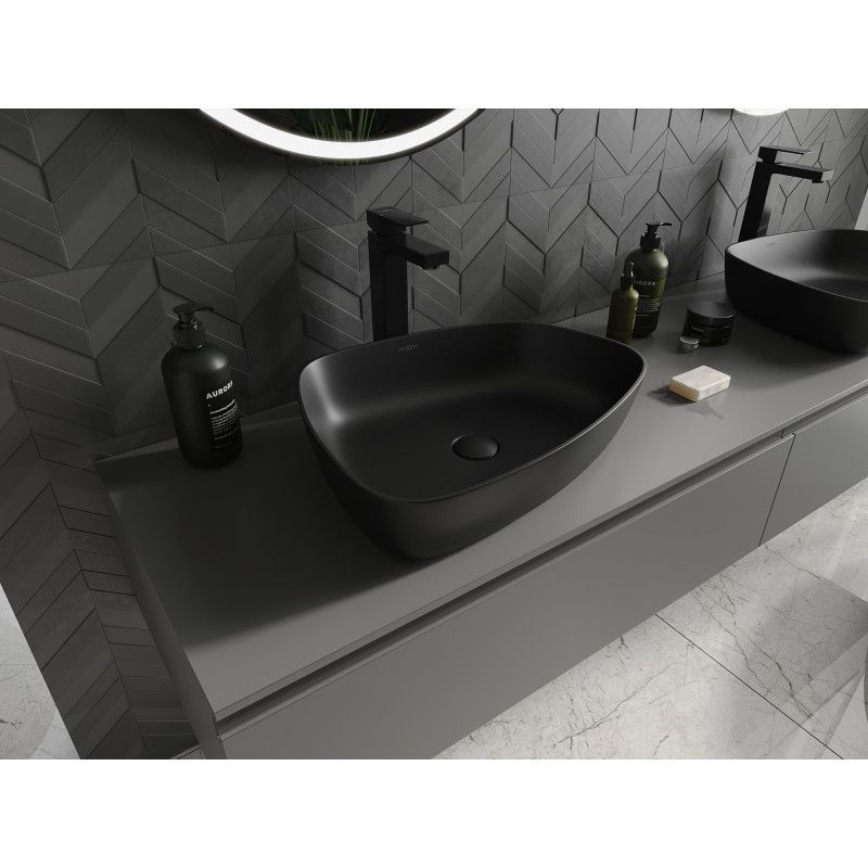 Mexen Ono bordmonteret vask i konglomerat 51 x 39 cm mat-sort 1 stk.