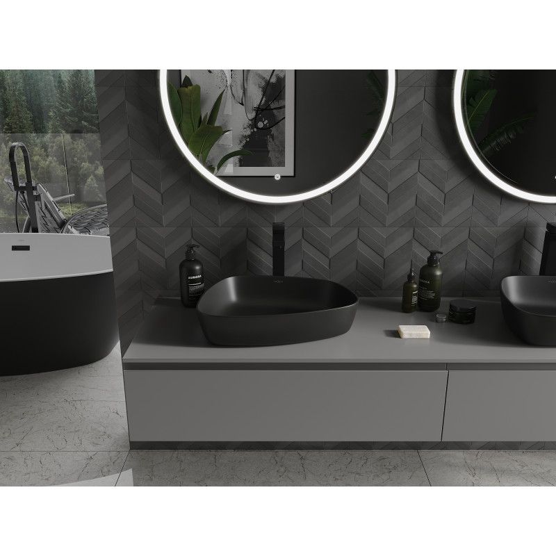 Mexen Ono bordmonteret vask i konglomerat 51 x 39 cm mat-sort 1 stk.