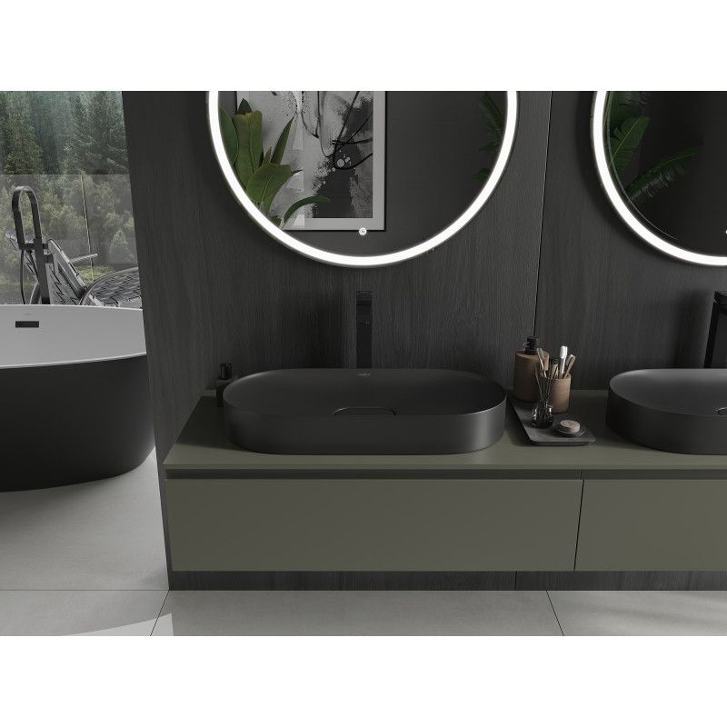 Mexen Sofia bordmonteret vask i konglomerat 70 x 35 cm mat-sort 1 stk.