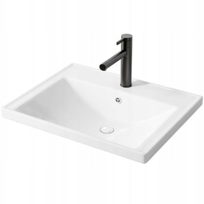 Keramisk nedfældningsvask Rebiko rektangulær 52x41 cm hvid