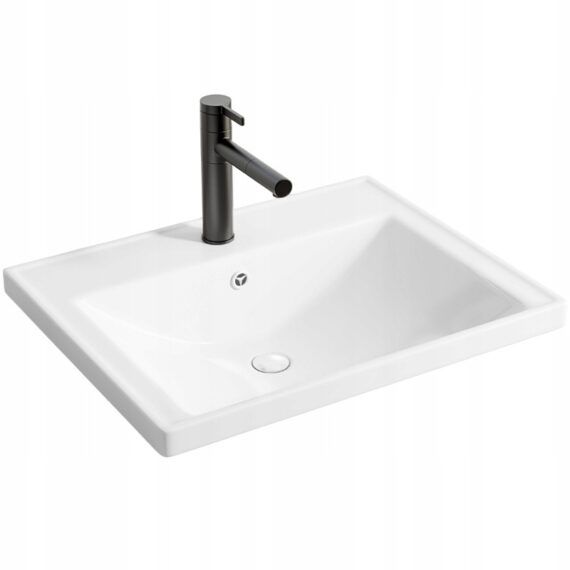 Keramisk nedfældningsvask Rebiko rektangulær 52x41 cm hvid