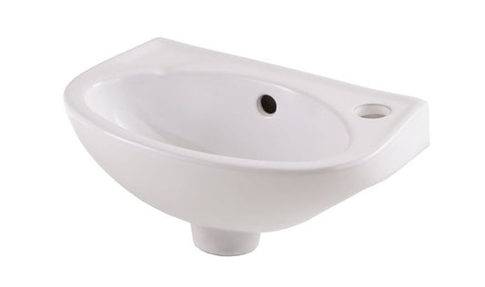 Vægmonteret keramisk håndvask GoodHome Bori 36 x 23 cm hvid med hul til armatur