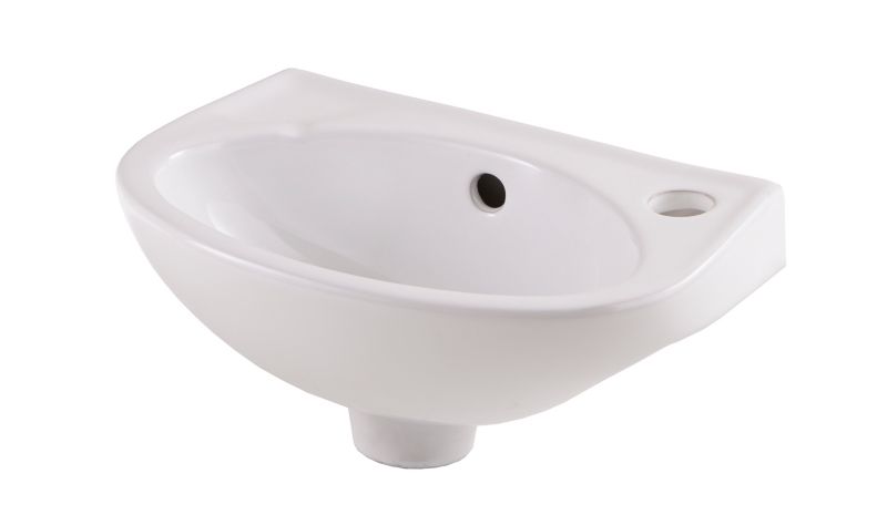 Vægmonteret keramisk håndvask GoodHome Bori 36 x 23 cm hvid med hul til armatur