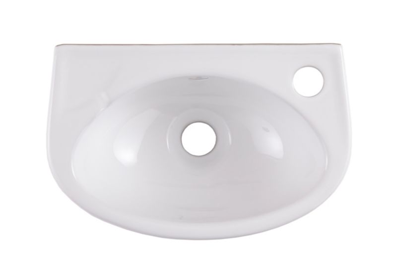 Vægmonteret keramisk håndvask GoodHome Bori 36 x 23 cm hvid med hul til armatur
