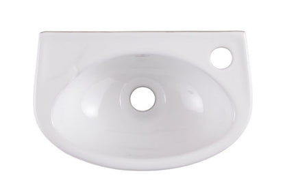 Vægmonteret keramisk håndvask GoodHome Bori 36 x 23 cm hvid med hul til armatur