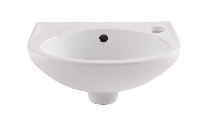 Vægmonteret keramisk håndvask GoodHome Bori 36 x 23 cm hvid med hul til armatur