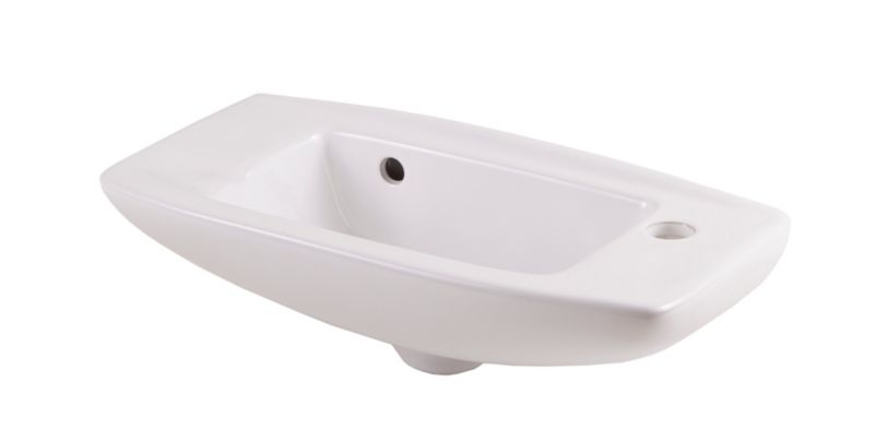 Vægmonteret keramisk håndvask GoodHome Musi 51,5 x 24,8 cm med armaturhul hvid