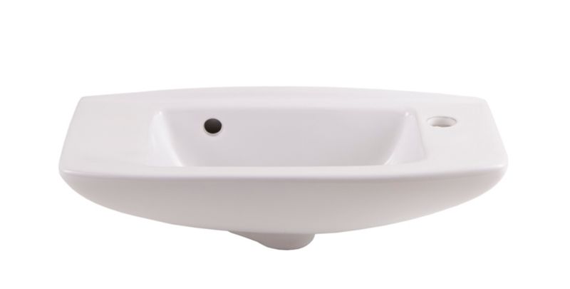 Vægmonteret keramisk håndvask GoodHome Musi 51,5 x 24,8 cm med armaturhul hvid
