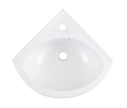 Keramisk Hjørnehåndvask 38,5x38,5 cm Hvid med Armaturhul