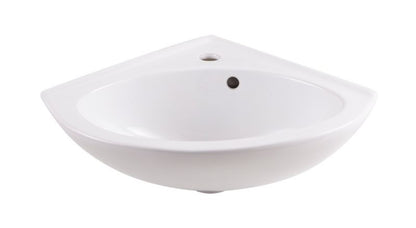 Keramisk Hjørnehåndvask 38,5x38,5 cm Hvid med Armaturhul