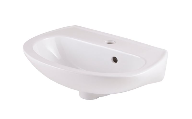 Vægmonteret keramisk håndvask GoodHome Zuari 46 x 34 cm hvid med hul til armatur