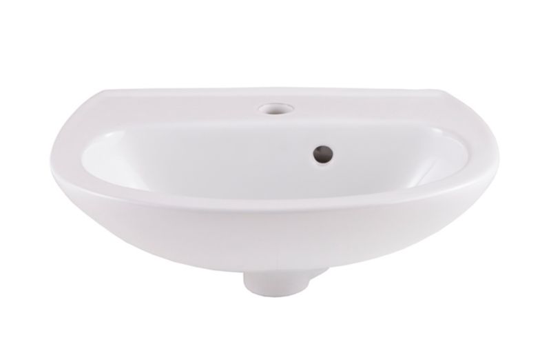 Vægmonteret keramisk håndvask GoodHome Zuari 46 x 34 cm hvid med hul til armatur